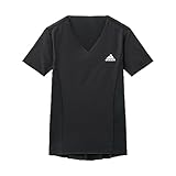 [アディダス] パフォーマンスレイヤー ベースレイヤー 半袖 Vネック メッシュ カットオフ 抗菌防臭 UVカット ストレッチ ベンチレーション 日本製 メンズ ブラック M