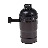 SODIAL(R) 黒のエジソン　ヴィンテージ　ランプベースソケット　ホルダーアダプター　E27ネジ電球-裸の球に適します　スイッチ付き　ワイヤーなし