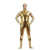 [CosMisty] 全身タイツ コスプレ ハロウィン 衣装 仮装 男性 女性 コスチューム 大人 顔出し 変装 ストレッチ 着ぐるみ (【ゴールド】L)