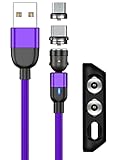 (株)アトラス マグネット充電ケーブル 1m x 3本 セット (黒) 2.4A 急速充電/マグネット端子 ：MicroUSB, Type-C/端子ケース付き/アンドロイド スマートフォン用