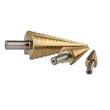 ステップドリル 六角軸 チタンコーティング 3本セット HSS鋼 穴あけ/拡大/DIY/木工/金工 掘削工具 電動工具 金属/プラスチック/ガラス繊維/木材 適用 切れ味よく ドリルビットセット 4-