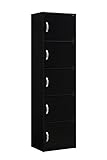 Hodedah 5 Door Five Shleves Enclosed Storage Cabinet Black [並行輸入品]