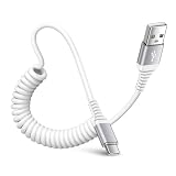 iPhone 15充電ケーブル USB Type Cケーブル コイル型 0.4mから1.5mまで 伸びる QC3.0 急速充電 タイプC ケーブル 高速データ転送 最大3A USB-A to USB-C ケーブル TPU素材 高耐久 伸縮自在 iPhone 15シリーズ Xperia Galaxyその他Android各種などUSB-C機器対応 車内用