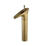 Lychee Light 洗面台 蛇口 浴室用 シングルハンドル ヴィンテージ銅 トイレ用 温度調節洗面台 混合水栓 取り付け簡単 銅色 立水栓 取り付けホース付き 日本語説明書付き（高い）