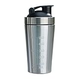 プロテインシェーカーボトル シェーカーボトル 目盛り ステンレススチール 500ml 750ml プロテインミックス プレワークアウト用 プロテイン シェーカーカップ 漏れ防止 シェーカーボール付き (500ml)