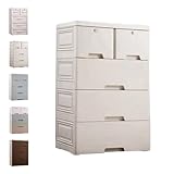 Fkstyle リビング チェスト おしゃれ 4段 5段 収納 ボックス 鍵付き 衣類 衣装 ランドリー ケース タンス プラスチック [並行輸入品]