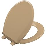 KOHLER K-4639-33 Cachet Quiet-Close with Grip-Tight Bumpers Round-front Toilet Seat, Mexican Sand [並