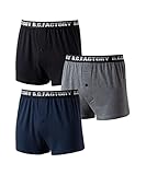 [ニッセン] トランクス 綿混ストレッチ前ボタン開きロゴゴムニットトランクス３枚組 黒+チャコール+ネイビー M