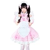 [Malymoon] コスプレ メイド ウエイトレス 家政婦 テオドール ピンク ブラック 黒 ネコ耳 猫耳 ケモ耳 衣装 仮装 マリームーン HIDOLATRAL THEODOL 11点セット 10239 (ピンク)