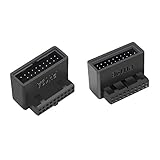 cablecc 1セット USB 3.0 20ピン オス-メス 延長アダプター 上下角度 90度 オーバーモールド BLACK 2PCS ADAPTER-USB3.0-20PIN