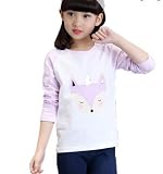 Elegant Salon子供服 女の子 トップス 長袖Tシャツ 普段着 洋服 春秋ボーダー (キツネ, 110)