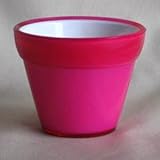 【4個入】イタリア製樹脂ポット(植木鉢/プランター) COCCO(コッコ) φ8cm/穴無し ディープピンク 〔ガーデニング用品/園芸〕