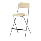 IKEA(イケア) FRANKLIN バーチ材突き板/シルバーカラー 63 cm 40199206 バースツール 背もたれ付き 折りたたみ式、バーチ材突き板、シルバーカラー