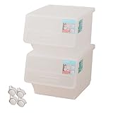 山善(YAMAZEN) 収納ボックス フタ付き 高さ31cm 2段 キャスター付き クリア YOB-M(CL)*2C