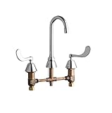 Chicago Faucets 785-ABCP Deck Mount 8-Inch Widespread Kitchen Faucet with Wristblade Handles, Chrome