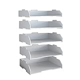 デスクトレー b4 書類トレイ b4レターケース ファイルラック 書類ラック 卓上収納ラック 卓上整理整頓 ３段/ 4段 新聞/雑誌/ファイル/フォルダー/書類入れ 文房具 収納 整理整頓 積み重ね可能 (B4&横型5段)