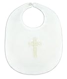 Stephan Baby Christening Bib with Embroidered Cross, Unisex, White by Stephan Baby [並行輸入品]