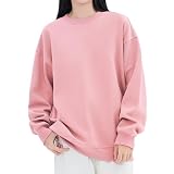 [Mmlnrc] トレーナー メンズ 長袖 11.3オンス 綿 トップス レディース 春秋冬 丸襟 Tシャツ ビッグシルエット 体型カバー プルオーバー ロングtシャツ 無地 カジュアル パーカー ゆったり 着痩せ スウェット クルーネック 男女兼用 スポーツウェア 部屋着 通勤通学 (JP, アルファベット, M, ピンク)