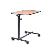 Takimi昇降式 サイドテーブル 70～118cm ノートパソコンスタンド ベッドテーブル サイドテーブル 折りたたみテーブル 高さ調節可能 360°回転キャスターで移動も楽々 高齢者 介護 ナチュラル 木目 敬老の日 プレゼント