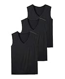 [ニッセン] インナーシャツ メンズ 吸汗速乾なめらかストレッチ深Ｖネックノースリーブインナー３枚組 黒 LL