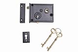 A29 Cast Iron Horizontal Rim Lock, Black Powder-Coated Finish [並行輸入品]