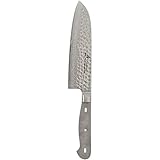 Zhen Hammeredサーフェスダマスカス三徳ナイフ9 – 1 / 4 "空白、4 – 13 / 16 " L x 5 / 64 " T