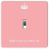 Keep Calm and Shut Upライトピンクカラー正方形 – Li ホワイト RK-LSPS-220