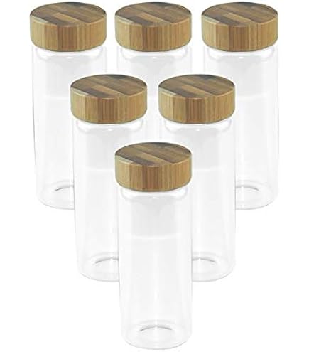 ガーフィールド　瓶　小物入れ　ガラス瓶 Amazon.co.jp: 透明なガラス瓶6個包装、竹蓋栓、プラスチック
