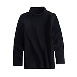 YUEGUANG 子供服 長袖Tシャツ タートルネック長袖カットソー コットン 無地 速乾性 伸縮性 キッズ 男の子 女の子 ジュニア 100-140cm (ブラック, 120cm)