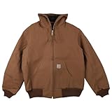 [カーハート] J140 ダックアクティブ フードジャケット キルトフランネルライン Duck Active Jacket Quilted-Flannel Lined Black Brown Red (S, Brown) [並行輸入品]