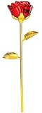 ガラスローズ花、24 KゴールドメッキLong Stem人工ローズフラワー記念日誕生日バレンタインギフトfor Her 11 レッド WXD-GR-002