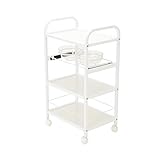 ボウルトレイ付 エステワゴン 4段 幅45cm×奥行29.5cm×高さ86cm ホワイト [ エステワゴン ネイルワゴン 美容室ワゴン キッチンワゴン マルチワゴン サイドワゴン キャスター付き 収納 業務用 まつげエクステ サロン ワゴン