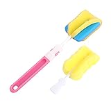 Demiawaking　哺乳びん洗浄器具　ブラシセット　スポンジ　ベビー用品 (ピンク)