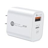 30W PD急速充電器 2ポート ACアダプター Type-C & USB-A対応 USB-C電源アダプタ (PSE認証/30W PD3.0対応/2ポート同時充電) コンセントタイプ iPhone16/15/14/13/12/11シリーズ対応 iPad/Xperia/GALAXY/Androidスマートフォン対応 旅行・出張用 AC充電器