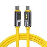 AOHI USB4 2.0 ケーブル 2m PD3.1 最大240W 急速充電 【80Gbps 高速データ転送】 デュアル8K／トリプル4K対応 シリコン素材採用 MacBook Pro／Air、iPhone 17 Pro Max、SSD、ドッキングステーション対応 収納ボックス付き イエロー (200, センチメートル)
