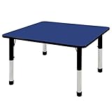 ECR4Kids 48" Square Activity Table, Chunky Legs (Blue Top/Black Edge) [並行輸入品]