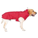 MAMORE 犬 レインコート カッパ ペット雨具 防雨犬服 ドッグ雨合羽 ポンチョ 防水 撥水 防風 着脱簡単 通気 軽量 快適 防塵 耐水 梅雨対策 夏秋春 小型犬 中型犬 大型犬 超大型犬 散歩 反射材 (レッド, M)