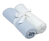 Under The Nile 2 Count Organic Swaddle Blankets, White/Blue by Under The Nile [並行輸入品]