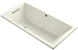 KOHLER 1121-W1-96 Underscore 60-Inch x 30-Inch Drop-In Bath with Bask Heated Surface and End Drain, 