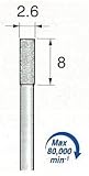 電着ダイヤモンドビット 小径ストレート2.6φ x 8mm　（先端平） 3本入　DPC2045 #200　軸径2.35φ