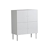 キャビネット 完成品 2列2段 ホワイト 北欧 白家具 扉付き nail 80L cabi