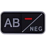 血液型ワッペン PVC製 AB- 3×5cm タクティカル マジックテープ対応 ブラックミリタリーパッチ NYANDELMO ND-0176-R02-AB-mi