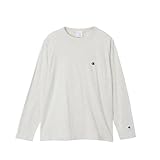 [チャンピオン] ロングTシャツ 長袖 丸首 綿100% 刺繍 ワンポイントロゴ ロングスリーブTシャツ ベーシック C8-X408 メンズ オートミール×ネイビー L