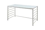 デザインデスク　ラダーデスク　パソコンデスク (幅120 ガラス天板ホワイト色)