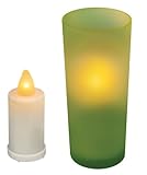 Inglow Flameless曇りガラス5インチTallホルダーwith Votive Candle グリーン CG10060GN