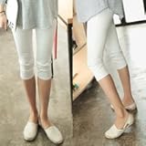 【ok30055】2ポケット マタニティ 7分丈レギンス風パンツ パンツ レギンス (XL, アイボリー)