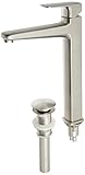 Kraus KEF-15500-PU15BN Virtus Single Lever Vessel Bathroom Faucet with Pop Up Drain Brushed Nickel b