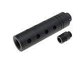 SLONG AIRSOFT 14mm逆ネジ スリムショートサプレッサー ピアスド w/ 11mm変換アダプター BK(ブラック)