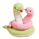 へび ぬいぐるみ おもちゃ ヘビ ぬいぐるみ 動物 干支 かわいい 贈り物 ギフト 出産祝い 誕生日 プレゼント (ピンク＋グリーン)