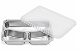 3 Compartment Stainless Steel Food Storage Container with Plastic Lid, Bento Box, 3 Section Lunch Tr